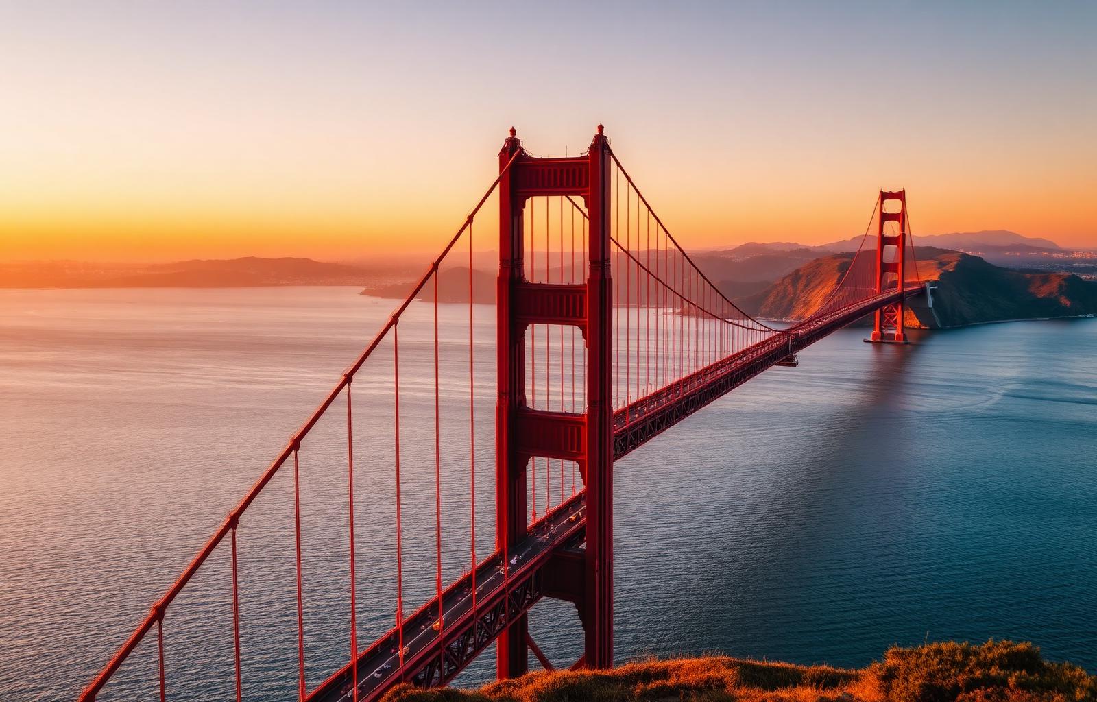 Golden Gate Bridge at sunset - proudly serving the San Francisco Bay Area